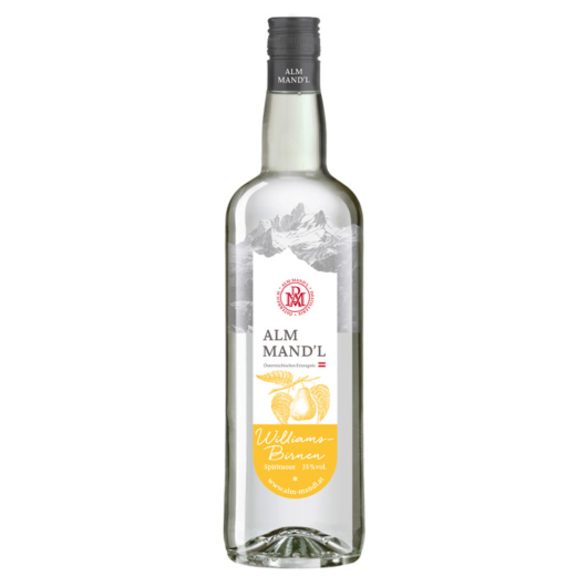 Alm Mand’l Williams-Birnen Schnaps / 35 % Vol. / 1,0 Liter-Flasche