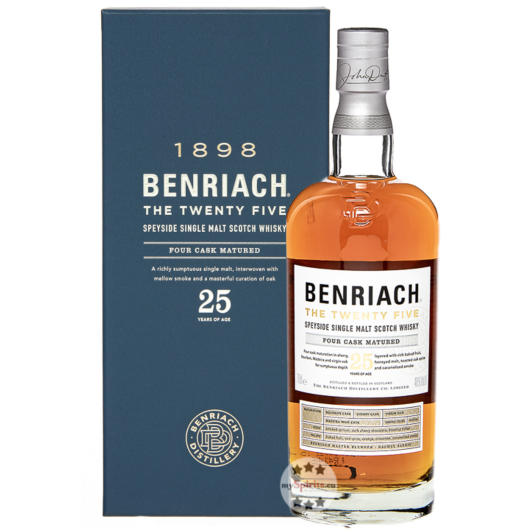 Benriach 25 The Twenty Five Speyside Single Malt Scotch Whisky / 46,8 % Vol. / 0,7 Liter-Flasche in Geschenkbox