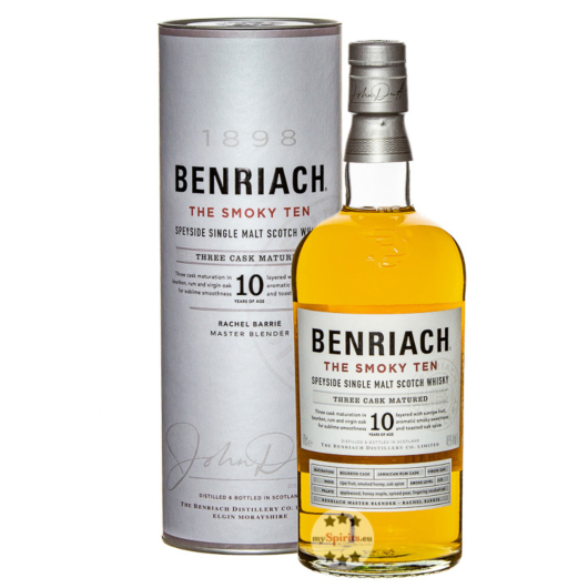 Benriach The Smoky Ten Speyside Single Malt Scotch Whisky / 46 % Vol. / 0,7 Liter-Flasche in Geschenkdose