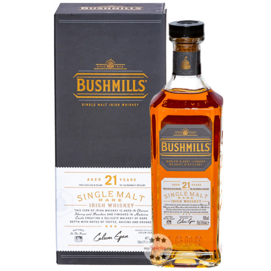 Bushmills 21 Jahre Single Malt Irish Whiskey Three Woods / 40 % Vol. / 0,7 L Flasche in Geschenkbox