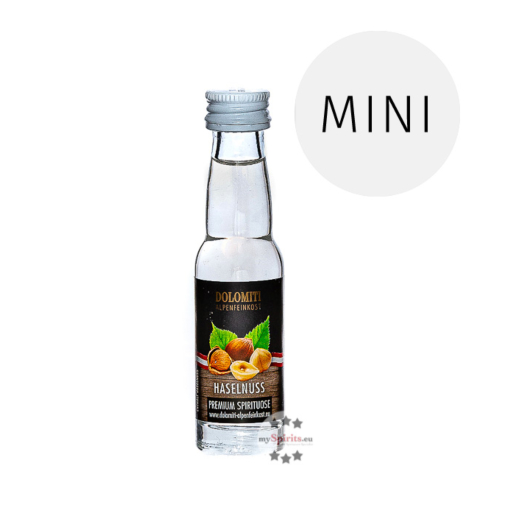 Dolomiti Haselnuss Schnaps Miniatur / 35 % Vol. / 0,02 Liter-Flasche