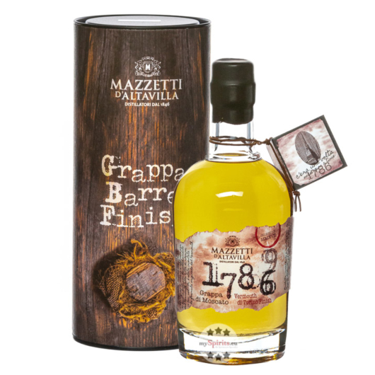 Mazzetti d'Altavilla 1786 Grappa di Moscato Vermouth di Torino Cask Finish / 43 % Vol. / 0,5 Liter-Flasche in Geschenkdose