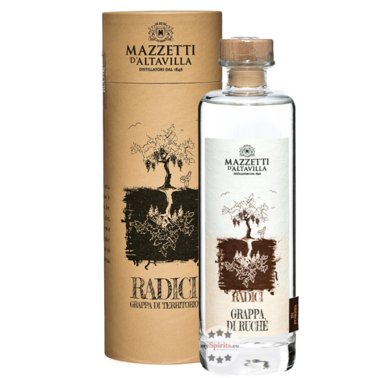 Mazzetti d’Altavilla Grappa di Ruchè Radici / 43 % vol / 0,5 Liter-Flasche in Geschenkdose