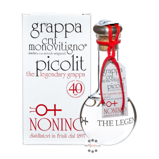 Nonino Grappa Picolit Cru Monovitigno / 50 % vol. / 0,2 L Flasche mundgeblasen im Geschenk-Karton 