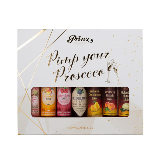 Prinz Miniaturen-Probierset „Pimp your Prosecco“ / 16 - 25 % Vol. / 7 x 0,04 Liter-Flasche in Box