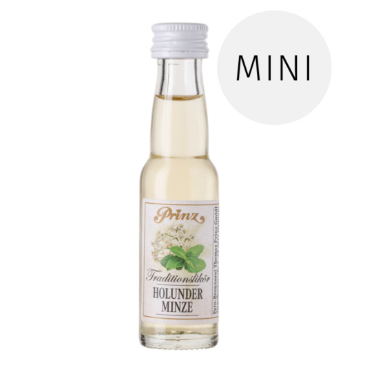 Prinz Holunderblüten-Minze Likör Traditionslikör Miniatur / 20 % Vol. / 0,02 Liter-Flasche