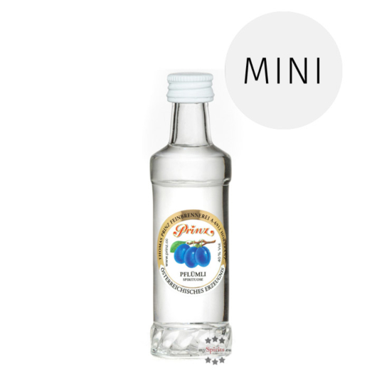 Prinz: Pflümli-Schnaps Miniatur / 40 % Vol. / 0,04 Liter-Flasche