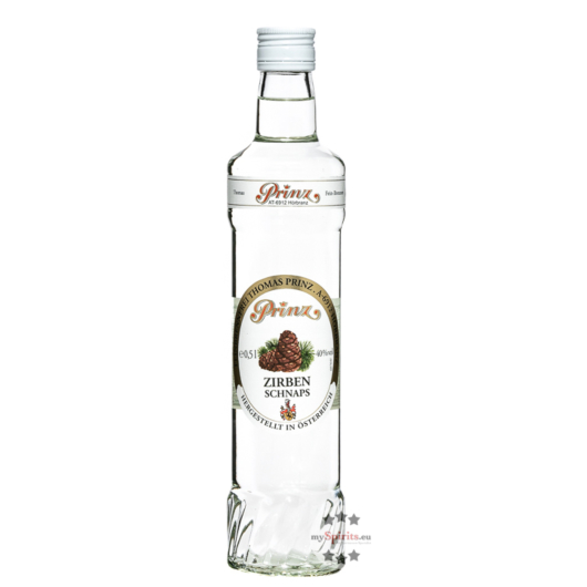 Prinz: Zirben Schnaps aus Zirbenzapfen / 40 % Vol. / 0,5 Liter-Flasche