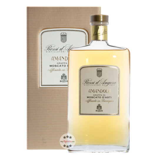 Rossi d’Angera Amandola Grappa di Moscato d’Asti / 42 % Vol. / 0,7 Liter-Flasche in Geschenkkarton