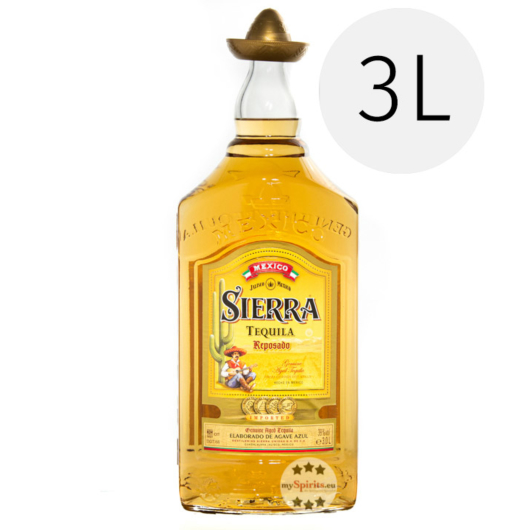 Sierra Tequila Reposado / 38 % Vol. / 3 Liter-Flasche mit goldenem Hut