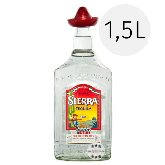 Sierra Tequila Silver / 38 % Vol. / 1,5 Liter-Flasche mit rotem Hut