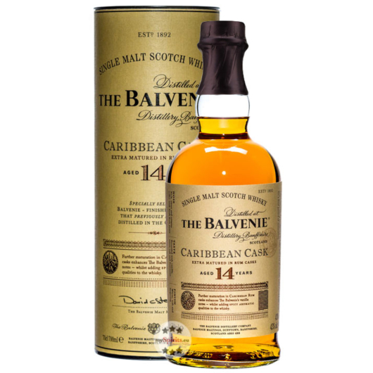 The Balvenie 14 Jahre Caribbean Cask Whisky / 43 % Vol. / 0,7 Liter-Flasche