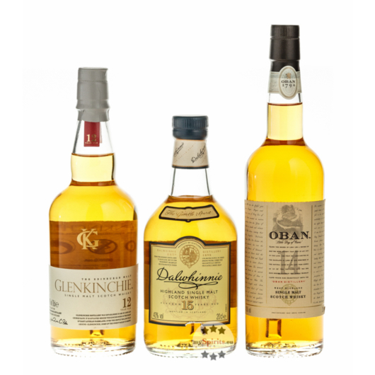 Classic Malts: Whisky Collection Gentle (Glenkinchie, Dalwhinnie, Oban) / 43 % Vol. / 3 x 0,2 L in roter Geschenkbox