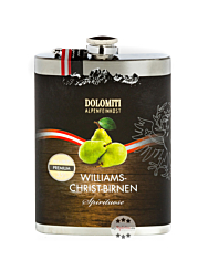 Dolomiti: Flachmann Williams Schnaps / 35 % Vol. / 0,2 Liter-Flasche aus Edelstahl