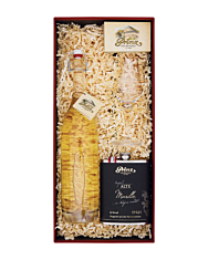 Prinz Geschenkset Alte Marille Variation / 41% vol / 1 x 0,5l & 1 x 0,2l & 1x Prinz Kelch in Deko-Box