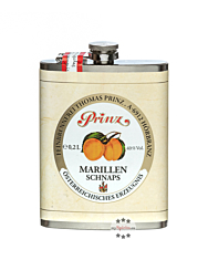 Prinz Flachmann Marillen-Schnaps / 40 % Vol. / 0,2 Liter-Flasche aus Edelstahl