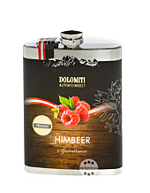 Dolomiti: Flachmann Himbeer Schnaps / 35 % Vol. / 0,2 Liter-Flasche aus Edelstahl