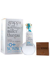 Grappa Nonino: Cru Müller Thurgau Grappa Monovitigno / 45 % vol. / 0,5 Liter-Flasche mundgeblasen im Geschenk-Karton