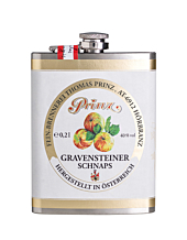 Prinz Flachmann Gravensteiner Schnaps / 40 % vol / 0,2 Liter-Flasche aus Edelstahl